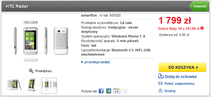 HTC Radar w RTV Euro AGD