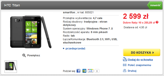 HTC Titan w RTV Euro AGD