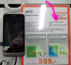 Wpadka niemieckiego Saturna – HTC Radar z Windows Mobile 2003